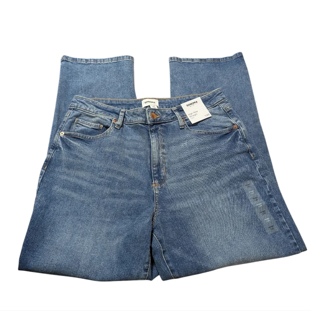 Sonoma High Rise Straight Stretch Blue Jeans Size 14